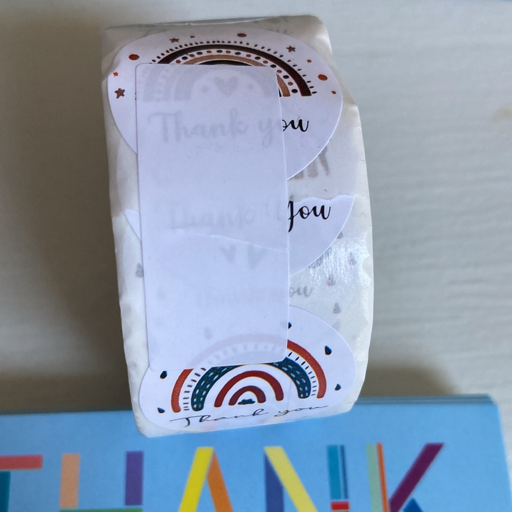 25 Retro Thank You Cards & 100 1” Stickers Bundle - Picture 4 of 4